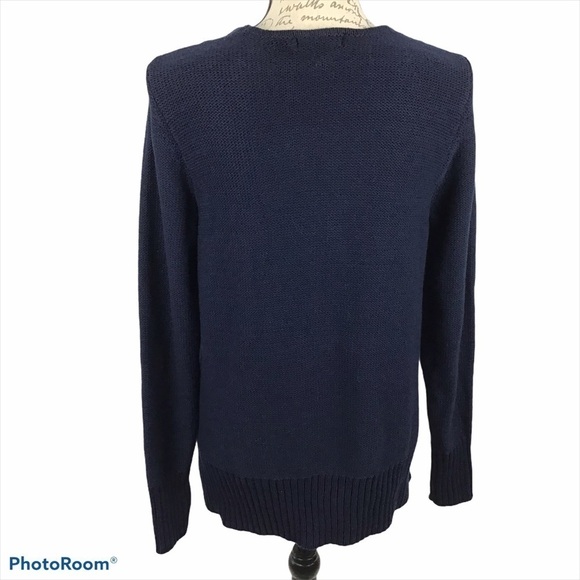 Chaps V-Neck Knit Navy Blue Sweater - Picture 3 of 8